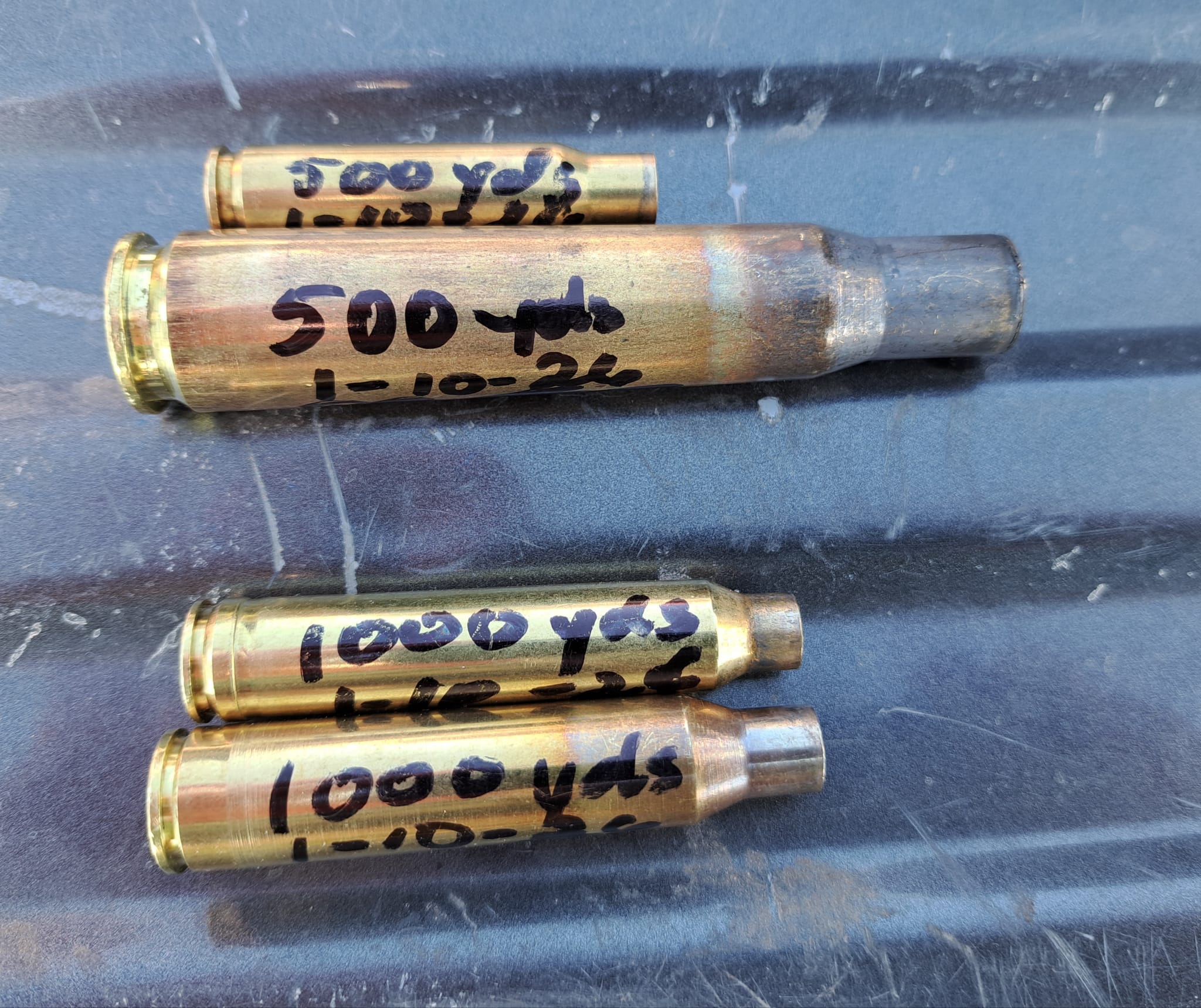 Marked cartridge cases from long-range milestones